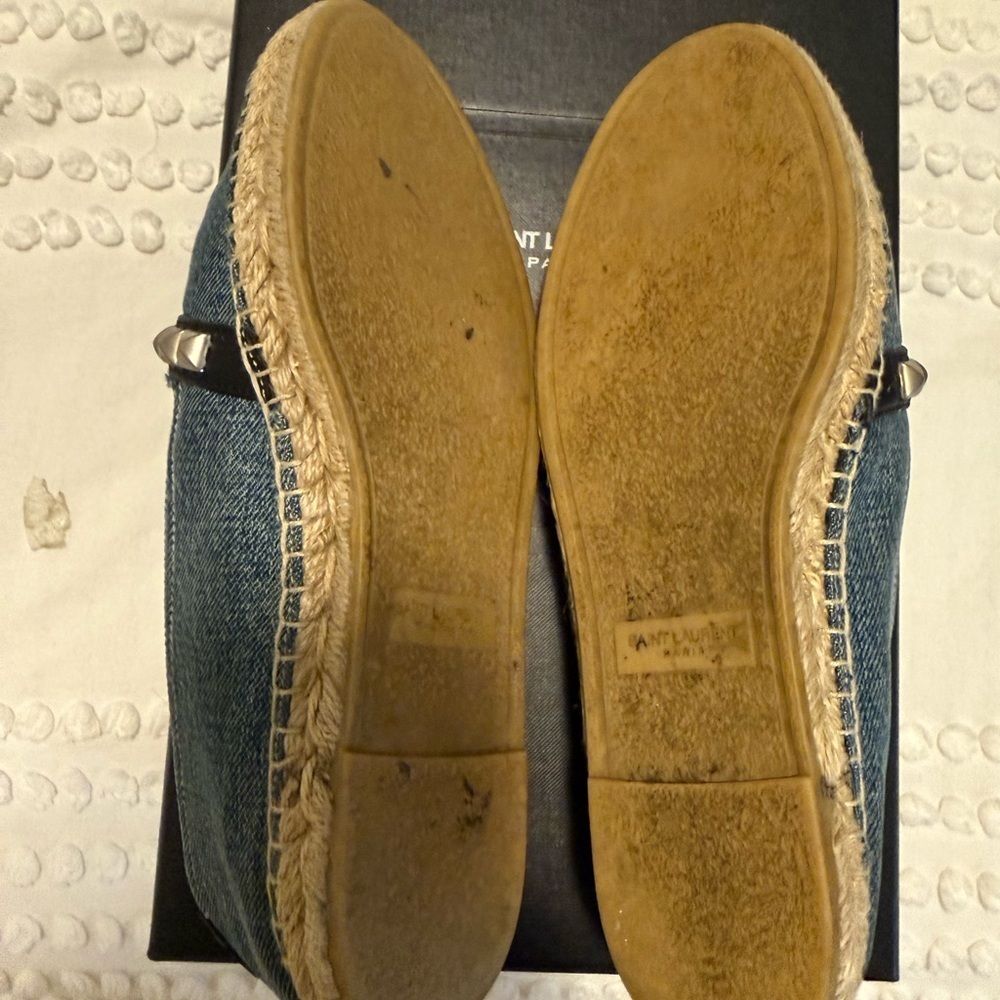 Saint Laurent Denim Espadrille Flats with Stud Trim EU37 - Picture 4 of 5